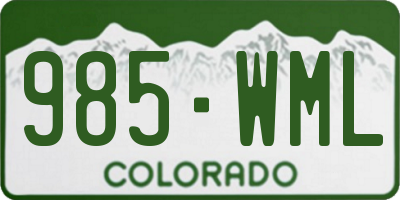 CO license plate 985WML
