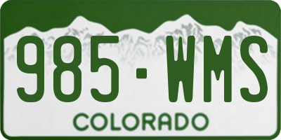 CO license plate 985WMS