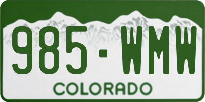 CO license plate 985WMW