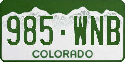 CO license plate 985WNB