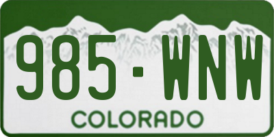 CO license plate 985WNW