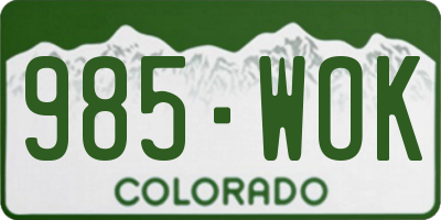 CO license plate 985WOK