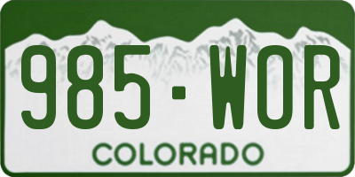 CO license plate 985WOR
