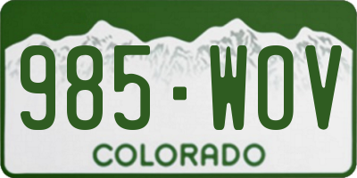 CO license plate 985WOV