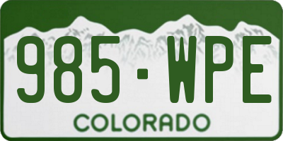 CO license plate 985WPE