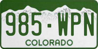 CO license plate 985WPN