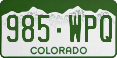 CO license plate 985WPQ