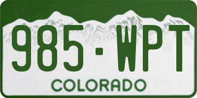 CO license plate 985WPT