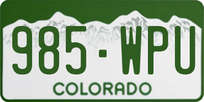 CO license plate 985WPU