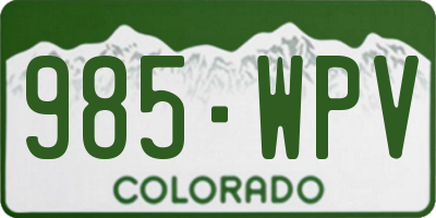 CO license plate 985WPV