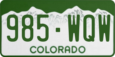 CO license plate 985WQW
