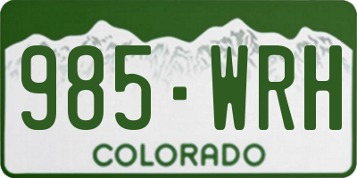 CO license plate 985WRH