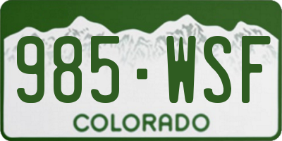 CO license plate 985WSF