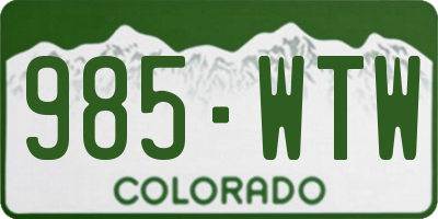 CO license plate 985WTW
