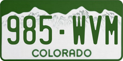 CO license plate 985WVM