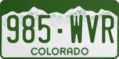 CO license plate 985WVR