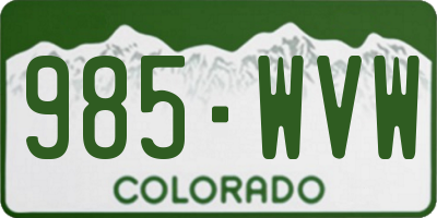 CO license plate 985WVW