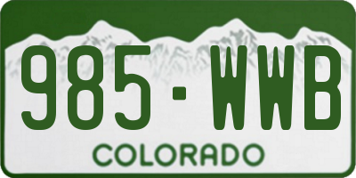 CO license plate 985WWB