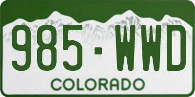 CO license plate 985WWD