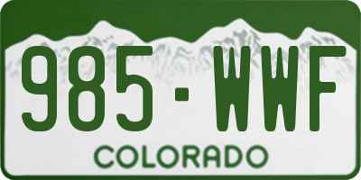 CO license plate 985WWF