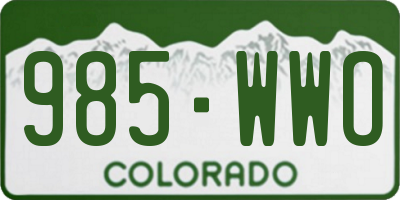 CO license plate 985WWO