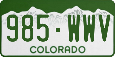 CO license plate 985WWV