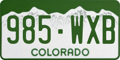 CO license plate 985WXB