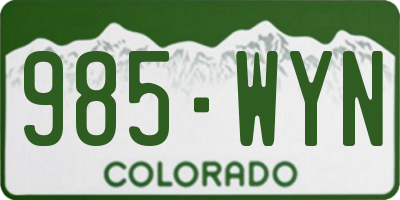 CO license plate 985WYN