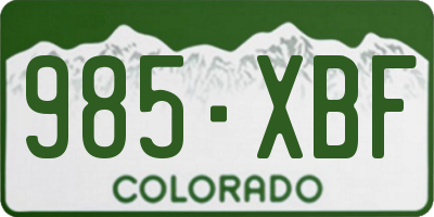 CO license plate 985XBF