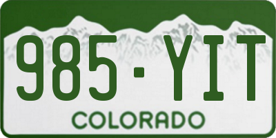 CO license plate 985YIT