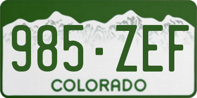 CO license plate 985ZEF