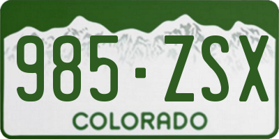 CO license plate 985ZSX