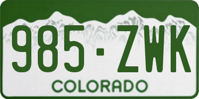 CO license plate 985ZWK