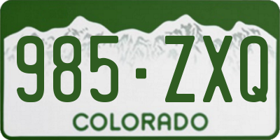 CO license plate 985ZXQ