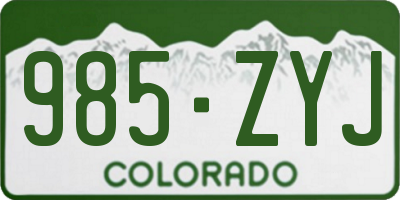 CO license plate 985ZYJ