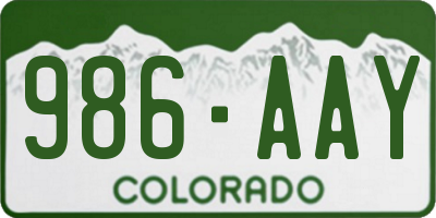 CO license plate 986AAY