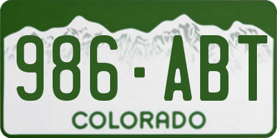 CO license plate 986ABT
