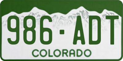 CO license plate 986ADT