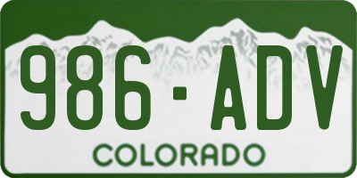 CO license plate 986ADV