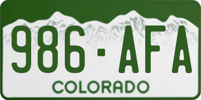 CO license plate 986AFA