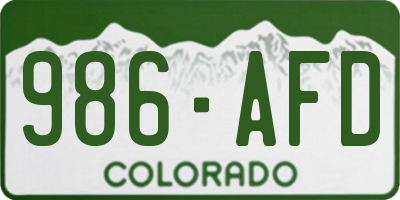 CO license plate 986AFD