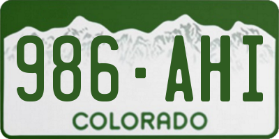 CO license plate 986AHI