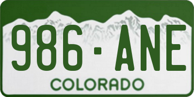 CO license plate 986ANE