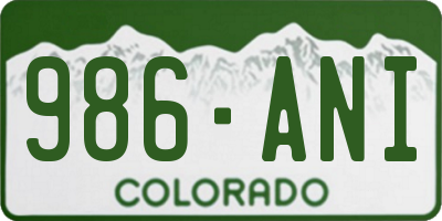 CO license plate 986ANI