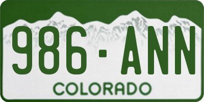 CO license plate 986ANN