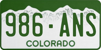 CO license plate 986ANS