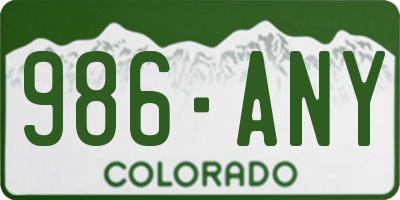 CO license plate 986ANY