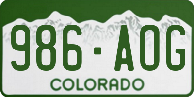 CO license plate 986AOG