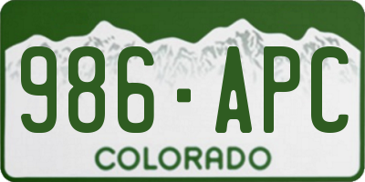 CO license plate 986APC