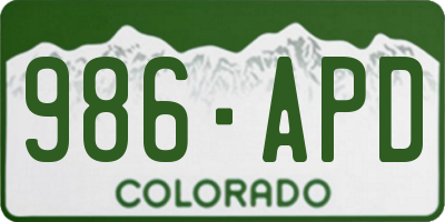 CO license plate 986APD